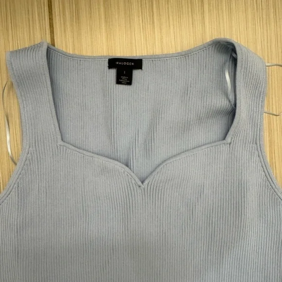 Halogen Light Blue Ribbed V-Neck Tank - Picture 2 of 3